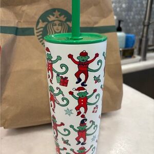 Starbucks Holiday Tumbler with Green and Red Design